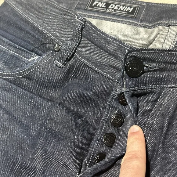 FNL Denim Selvedge Jeans Dark Wash SZ 34x34 Slim Skinny USA Made No. 29